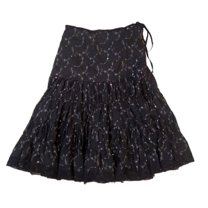 Atmosphere Women's Black Flowy Embroidered Sequin‎ Peasant Skirt Large
